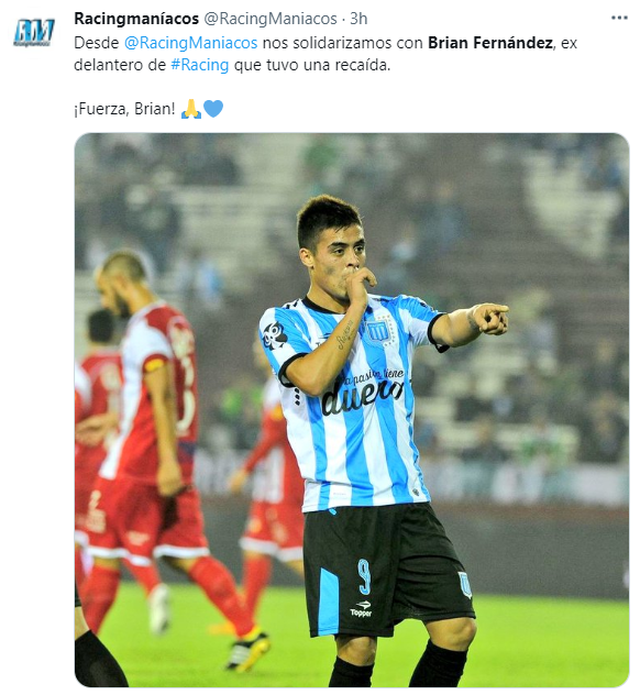 Desde Racing llega el apoyo para Brian.