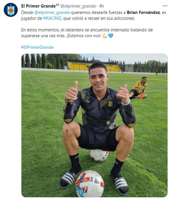 Desde Racing llega el apoyo para Brian.