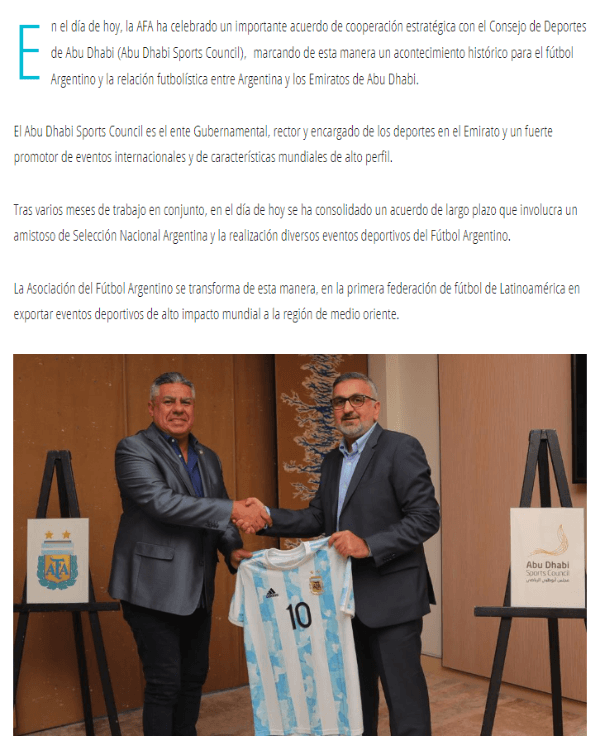 Elcomunicado oficial de la AFA.