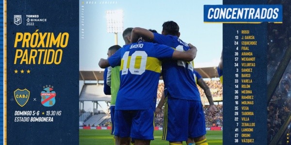 Campuzano no integra la lista de convocados para el debut de Boca. (@BocaJrsOficial)