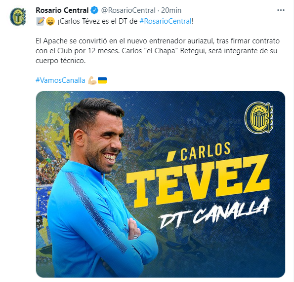 El Canalla le dio la bienvenida a Tevez.