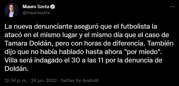 Nueva denuncia a Villa.