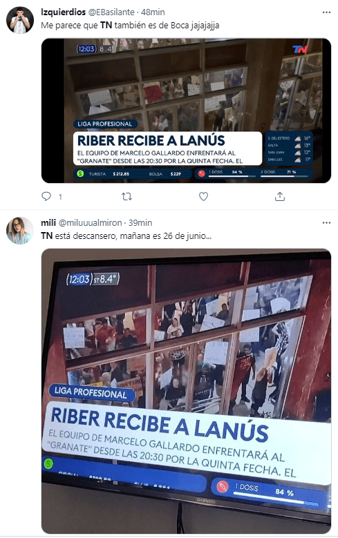 Los hinchas de Boca cargan a los de River por un zócalo de TN.