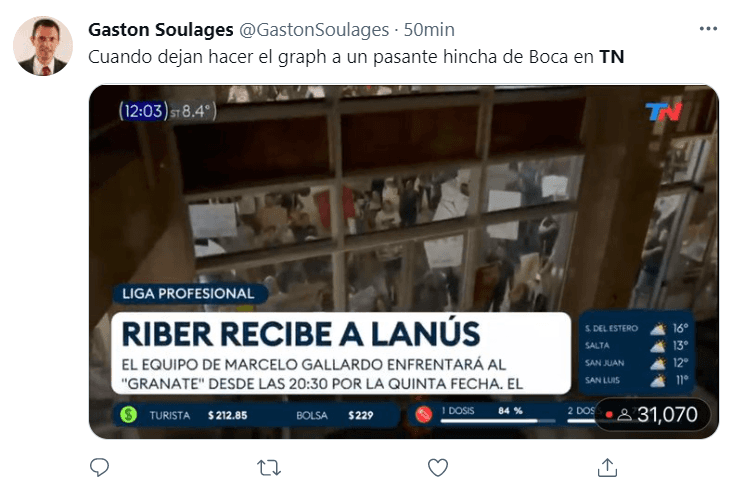 Los hinchas de Boca cargan a los de River por un zócalo de TN.