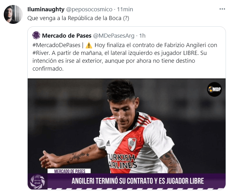Los hinchas de Boca le piden a Riquelme que acelere por Angileri.