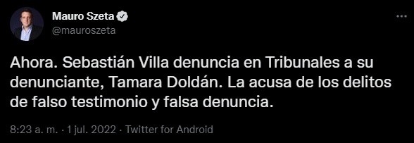La denuncia de Villa.