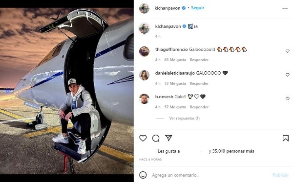 El posteo de Pavón.