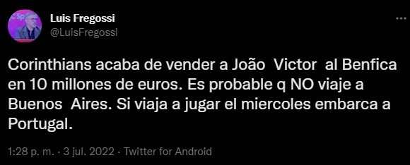 ¿Viaja Joao Victor?