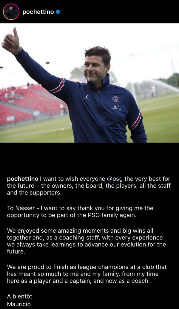 Pochettino y su despedida del PSG.
