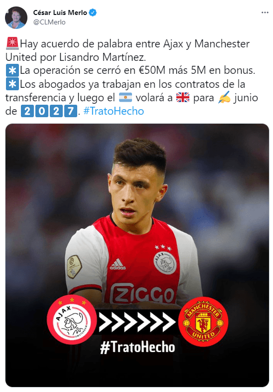 Lisandro Martínez, el defensor argentino más caro de la historia.