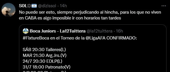 Las quejas de los hinchas.