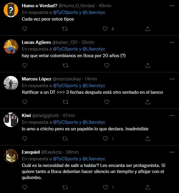 Los comentarios de los hinchas.