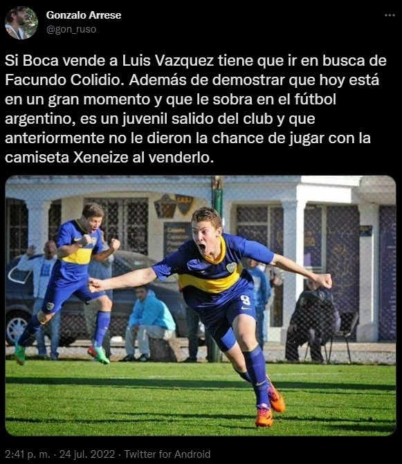 Los hinchas de Boca pidieron a Colidio.