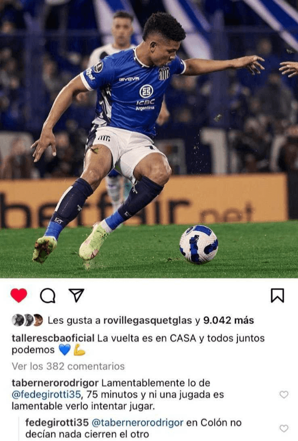 Girotti y un cruce sin filtro con los hinchas de Talleres.