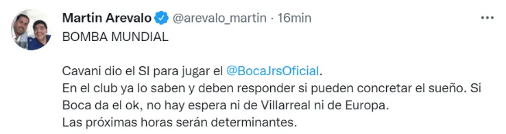 Cavani quiere jugar en Boca.