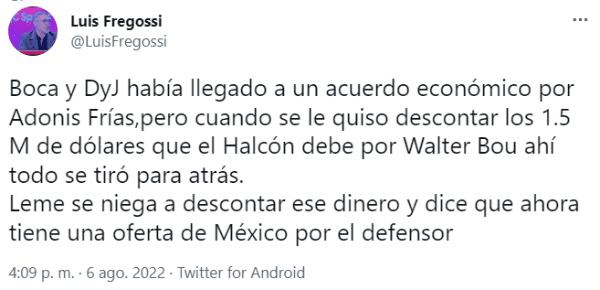 El detalle por el que se podría caer el pase de Frías a Boca.