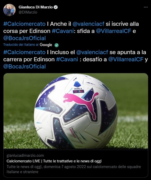 ¿Valencia quiere a Cavani?