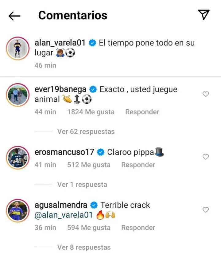 El primer comentario de Banega para Varela.