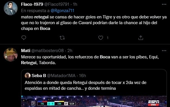 La gente pidió a Retegui.