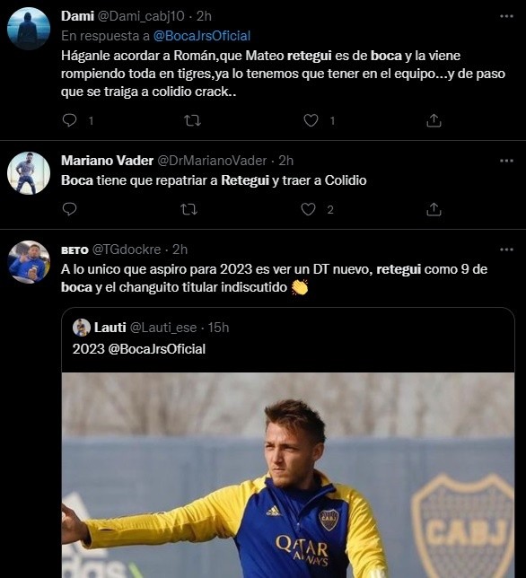 La gente pidió a Retegui.