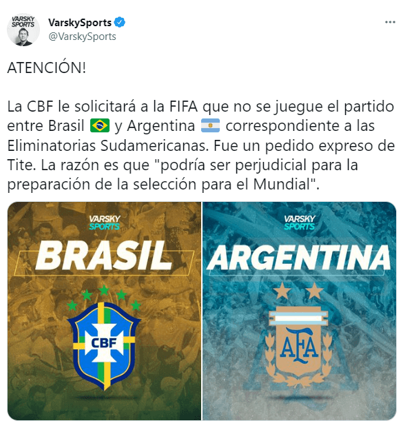 Tite y Scaloni iban a poner un equipo alternativo en el Brasil vs. Argentina de Eliminatorias.