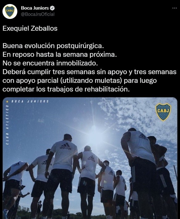 El parte médico de Zeballos.