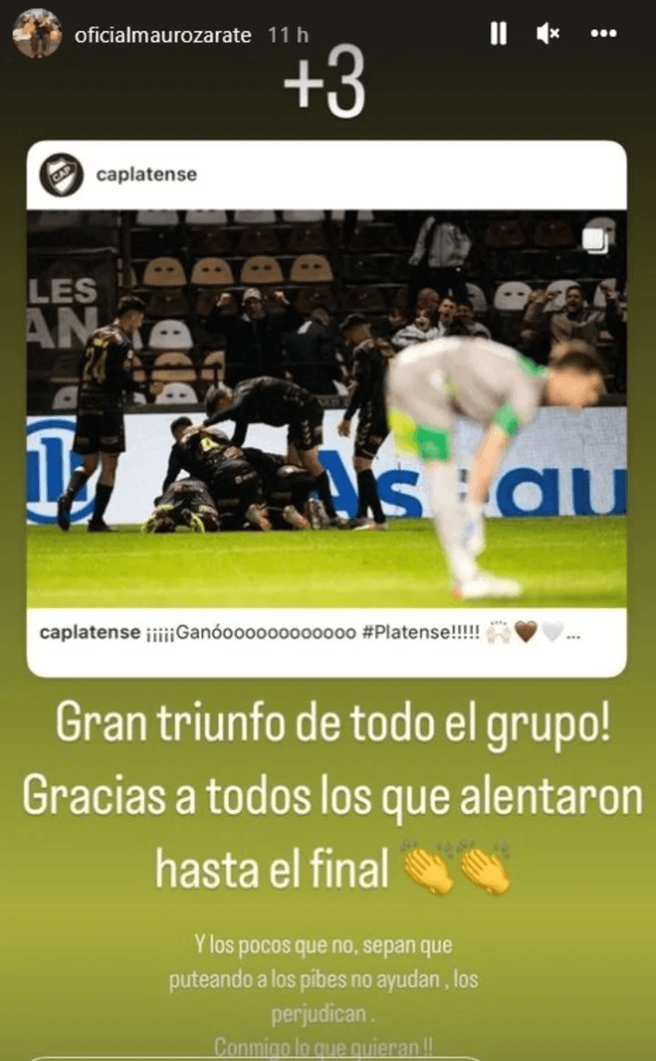 Zárate se descargó en Instagram.