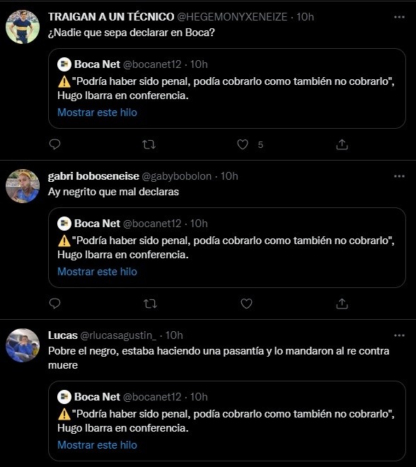 Los tuits de los hinchas.