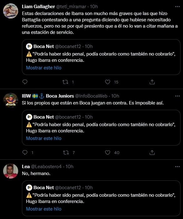 Los tuits de los hinchas.