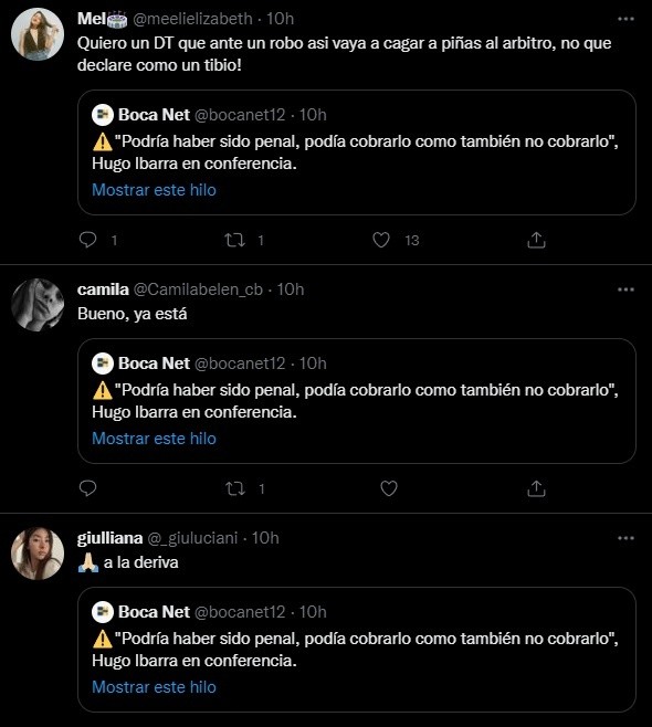 Los tuits de los hinchas.