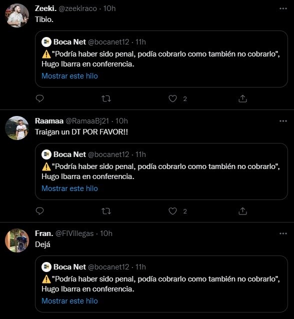 Los tuits de los hinchas.