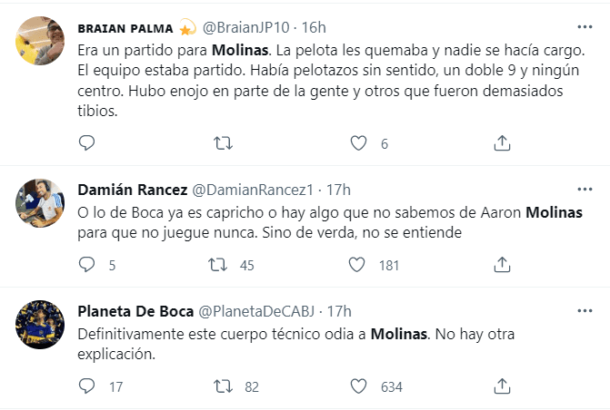 Los hinchas de Boca piden a gritos a Molinas.