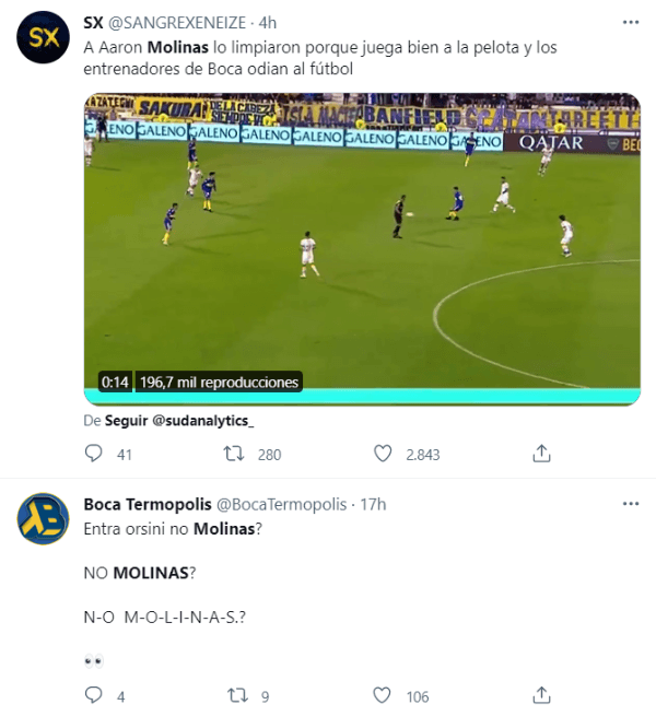 Los hinchas de Boca piden a gritos a Molinas.