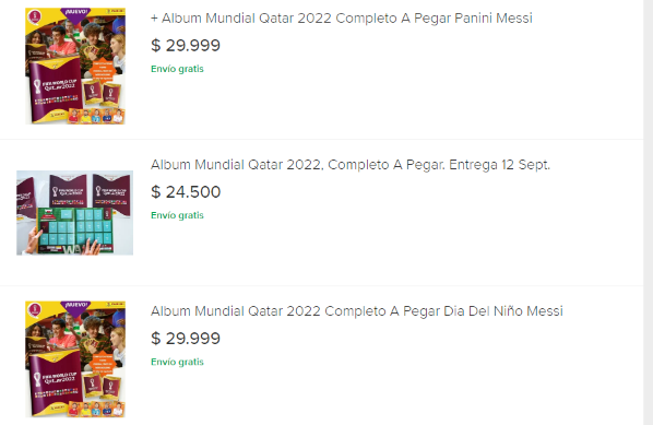 Las distintas opciones que se pueden comprar.