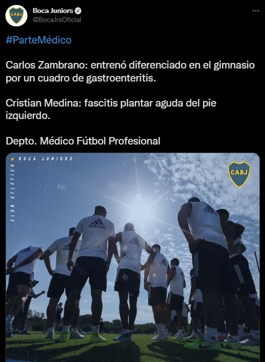 El parte médico de Boca.