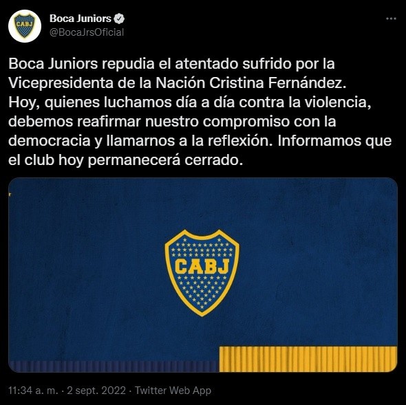 El tuit de Boca.
