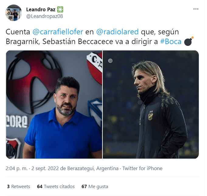 Aseguran que Riquelme ya tiene apuntado a Beccacece para diciembre.