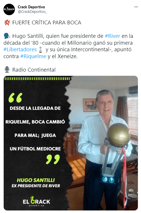 Hugo Santilli, sin filtro contra la Comisión Directiva de Boca.