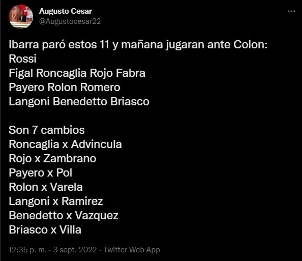 La formación de Boca.