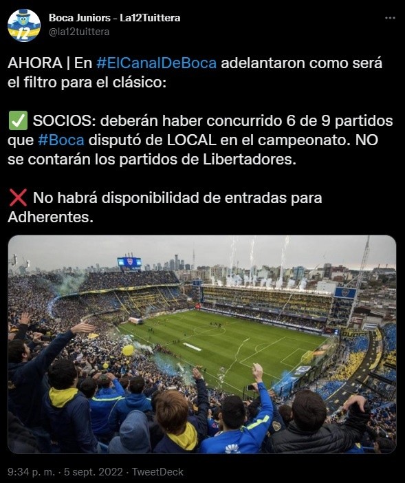 Las medidas de Boca.