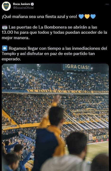 El pedido de Boca.
