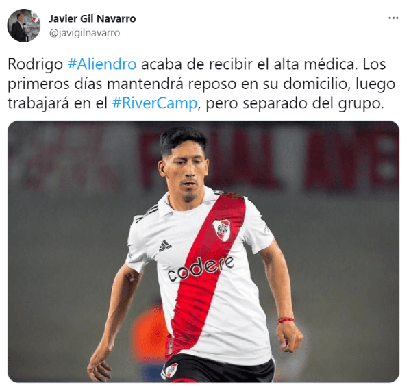La buena noticia que recibió River tras la operación de RodrigoAliendro.