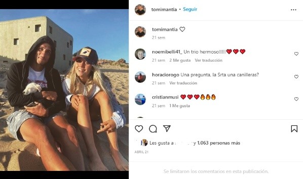 La publicación de Tomás Mantia.