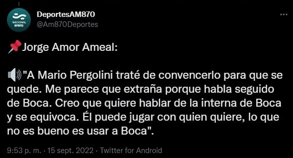 Ameal habló de Pergolini.
