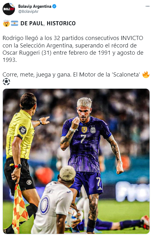 El récord que rompió De Paul ante Honduras.