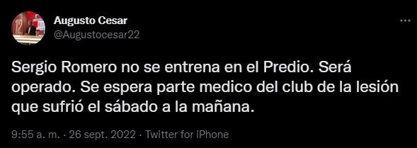 Romero no se presentó en Ezeiza.