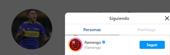 Almendra empezó a seguir a Flamengo en Instagram