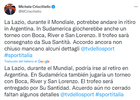 Sorpresa desde Italia.