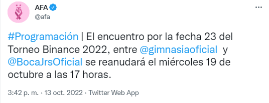 La AFA confirmó cuándo se reanudará el Gimnasia-Boca.