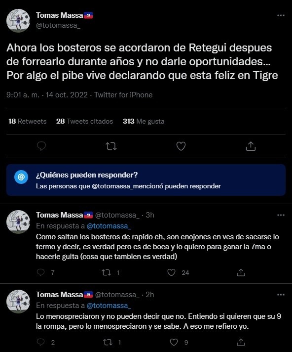 Las publicaciones de Tomás Massa.